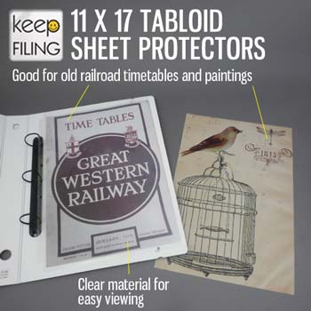 Keepfiling 11 x 17 sheet protectors for railroad horse blanket timetables