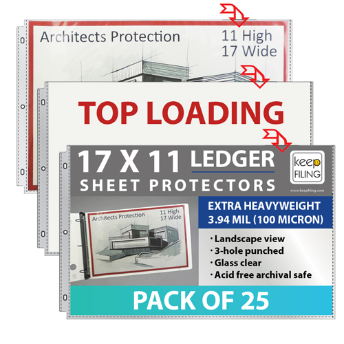 Keepfiling 17 x 11 Landscape Sheet Protectors - Top Load