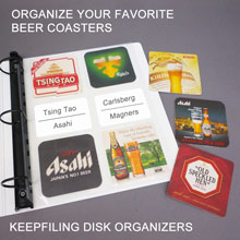 Disk organizer pages for coasters