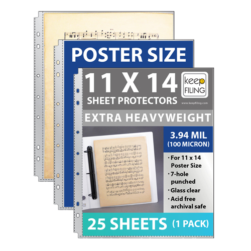 Keepfiling 11 x 14 Sheet Protectors for Posters - 7-Hole