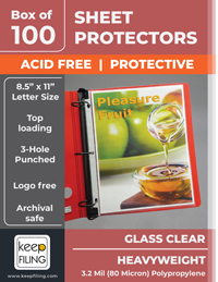Keepfiling Heavyweight Glass Clear Letter Size Sheet Protectors