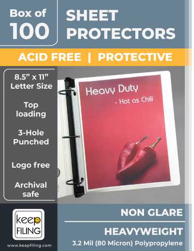Keepfiling Non Glare Heavyweight Sheet Protectors for Letter Size