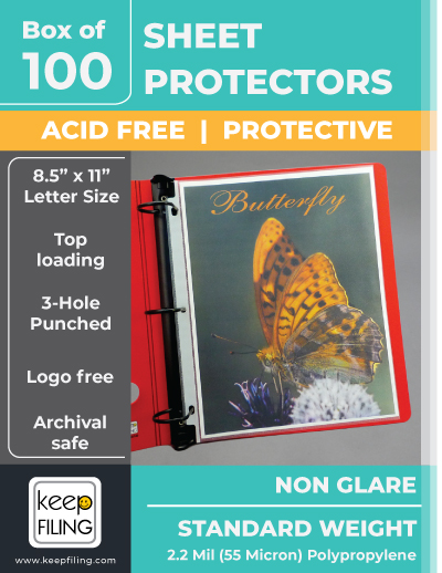 Keepfiling Non Glare Standard Weight Sheet Protectors for Letter Size