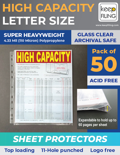 Keepfiling High Capacity Sheet Protectors for 8.5x11 Letter Size