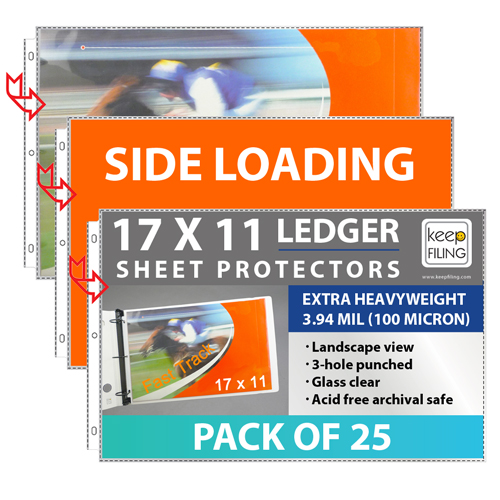 Keepfiling 17 x 11 Landscape Sheet Protectors - Side Load