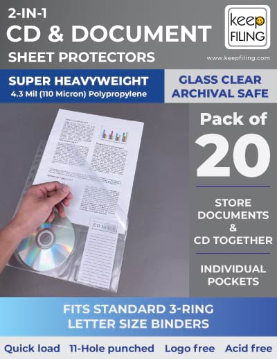 Keepfiling CD and Document 2-in-1 Sheet Protectors