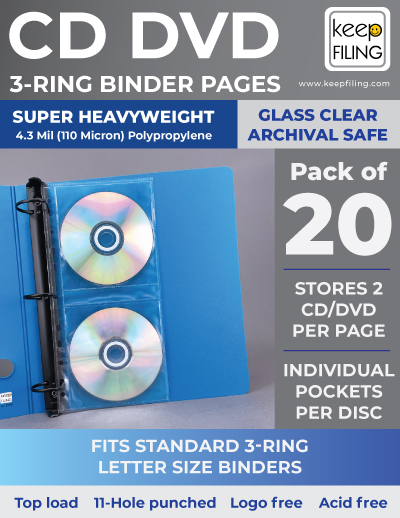 Keepfiling CD DVD Protector Pages for 3-Ring Binders