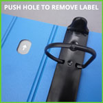 Finger hole for easy replacement of label